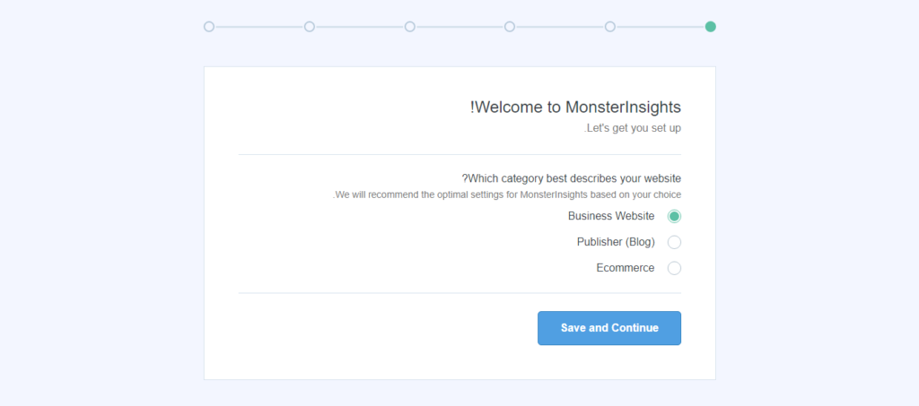 اختيار نوع الموقع وتحليلات جوجل