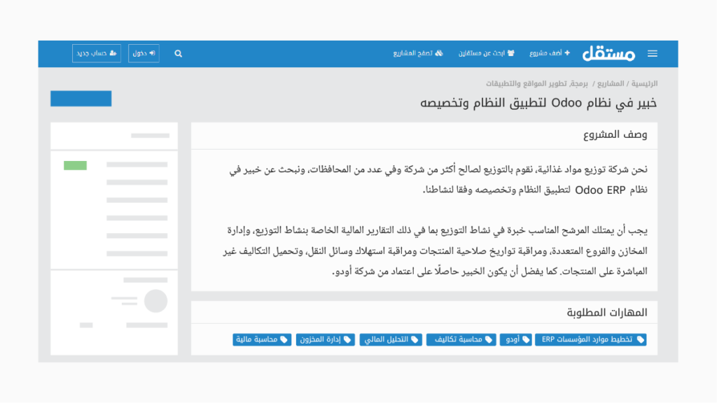 وصف مشروع خبير تخطيط موارد مؤسسات على مستقل